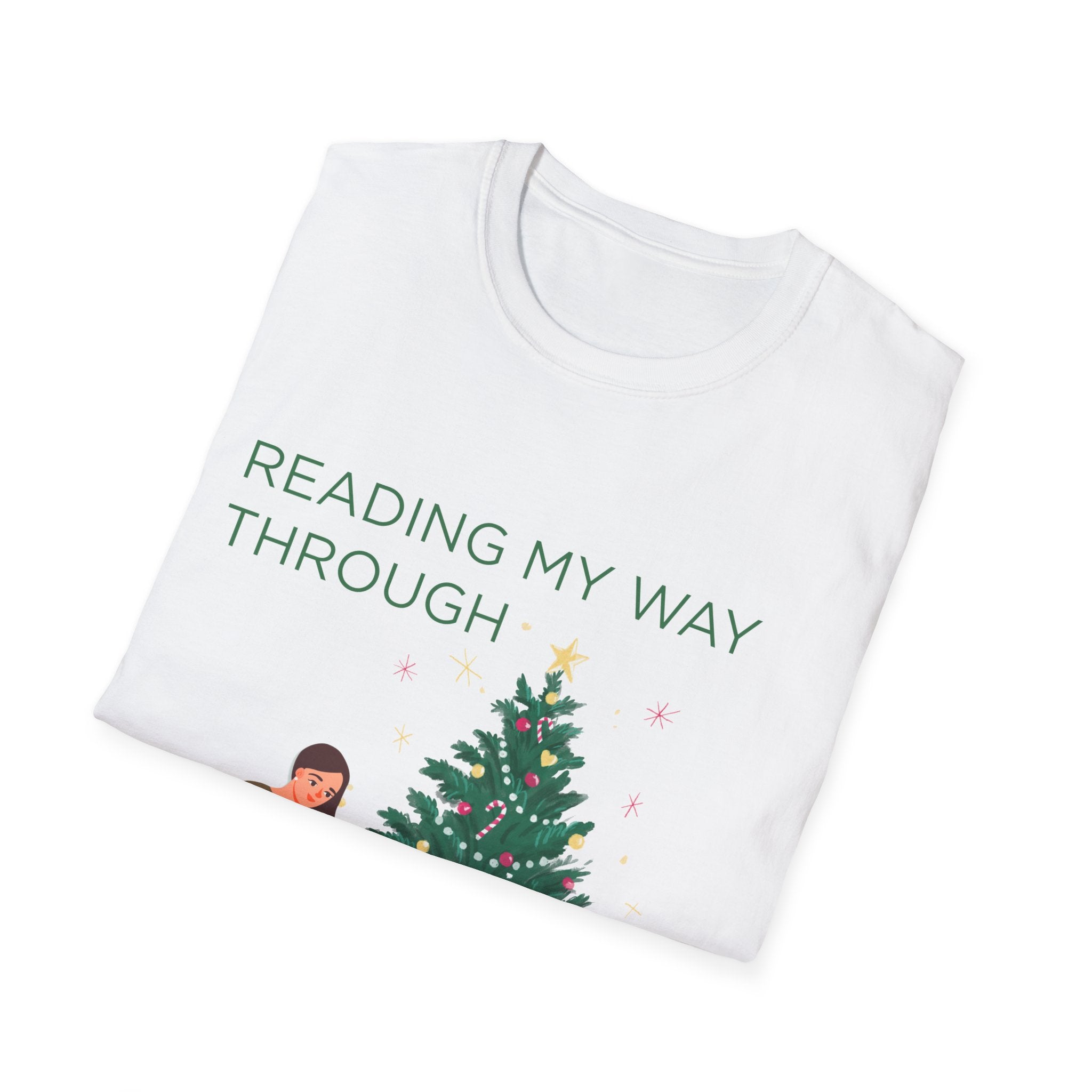 Christmas Reading T-Shirt – "Reading My Way Through Christmas" Cozy Holiday Tee