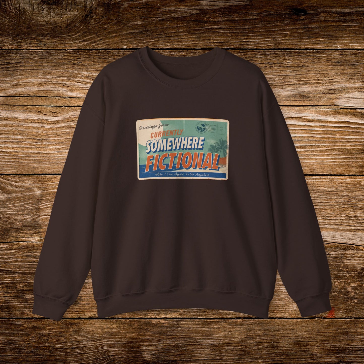Greetings From Somewhere Fictional Sweatshirt | Retro Postcard Crewneck | Bookish Escape Sweatshirt
