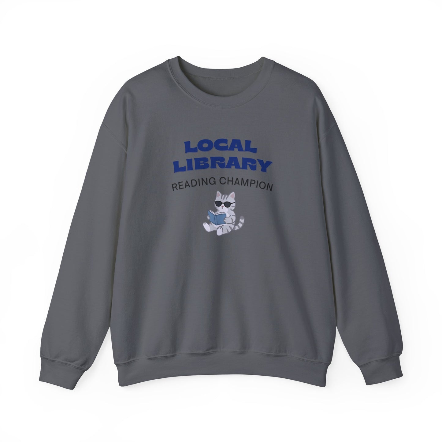 Local Library Reading Champion Sweatshirt | Retro Cat Reader Crewneck