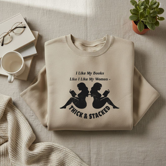 I Like My Books Like I Like My Women – Thick & Stacked Sweatshirt